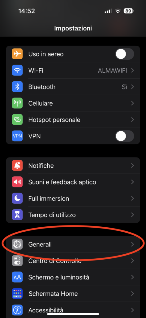 Impostazioni iOS