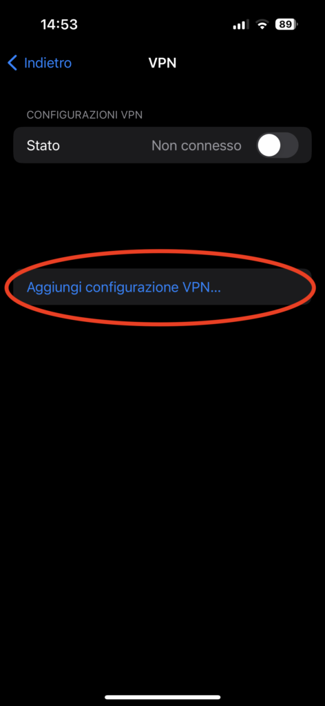 Aggiungi configuraizone VPN
